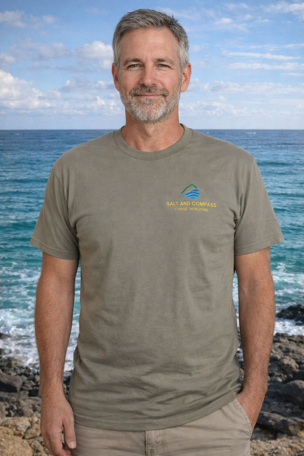 Salt and Compass Regular Fit embroidery logo T-shirt