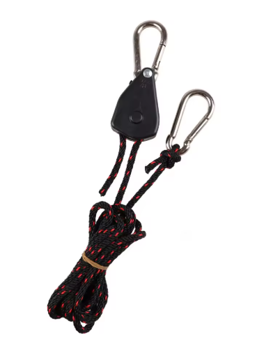 Pair of 1/8 Rope Ratchet Tie Downs with Carabiner Hooks-2.8m